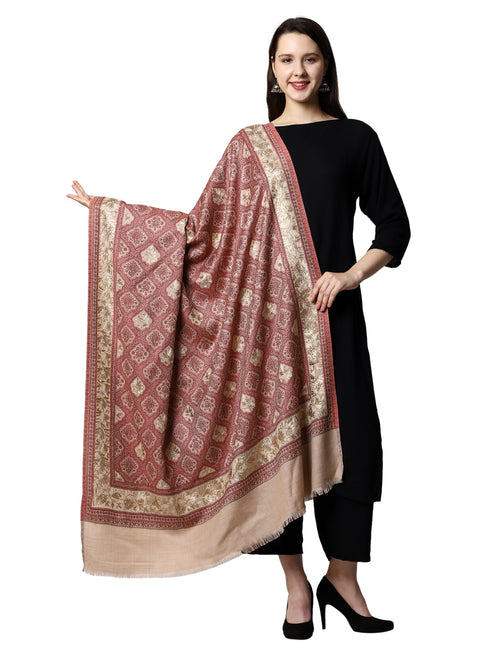 Women's Aari Embroidery Jammawar Wool Shawl